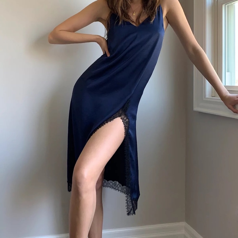 Aritzia Only Lace Slip Dress, Classic Navy